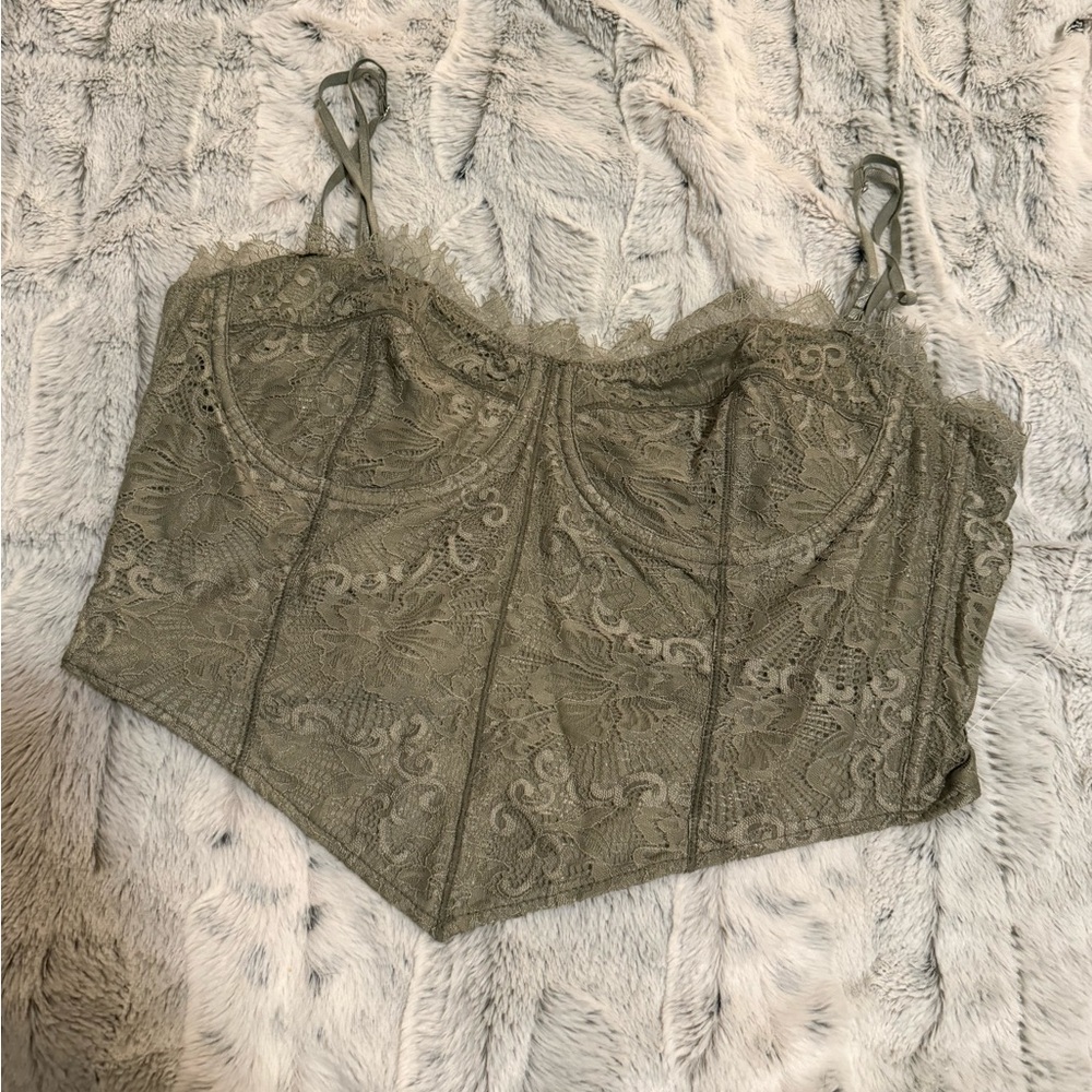 Free People Olive Lace Bustier